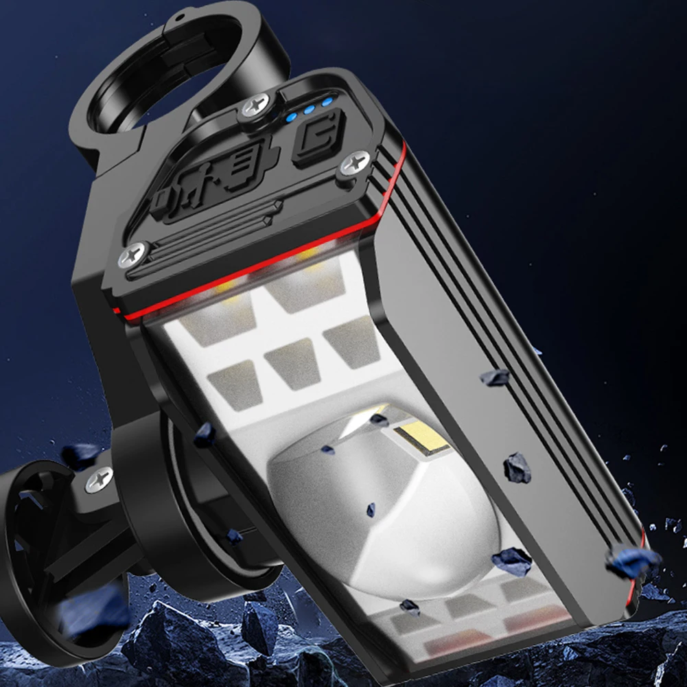 LED دراجة الجبهة ضوء USB قابلة للشحن الدراجة المقود مصباح يدوي مقاوم للماء دراجة خارجية المصباح لركوب الليل #3