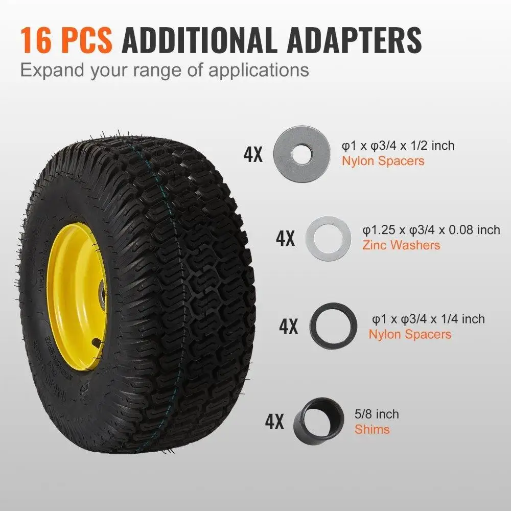 Lawn Mower Tires with Rim, 1 for X6 -6" Tubeless Tractor Tires, 2-Pack Tire and Wheel Assembly, S-Turf Pneumatic Tires, 3"
