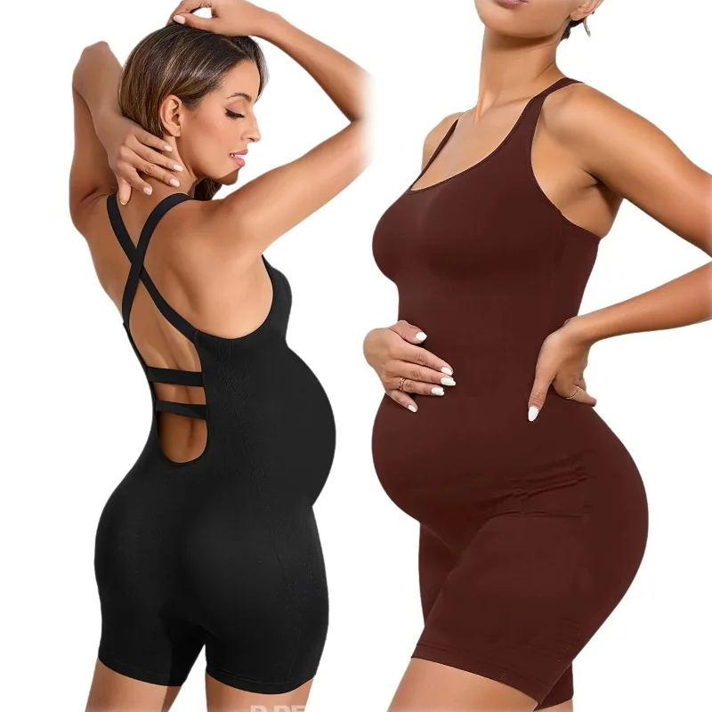 

Maternity Women High-waisted Yoga Shorts Sexy Contour Bodysuit Pregnant Ultra-stretch Photogenic Loungewear With Booty Lift