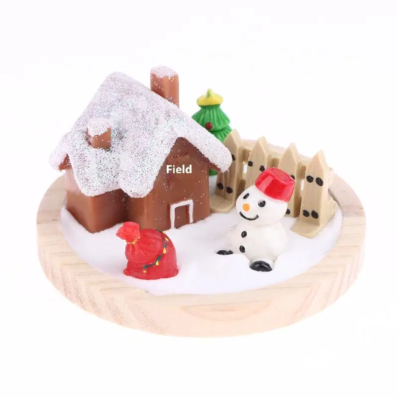 Mini casa de nieve navideña, adorno de escena de muñeco de nieve, árbol de Navidad, decoración de casa de muñecas, microadornos para paisajismo, regalos de navidad