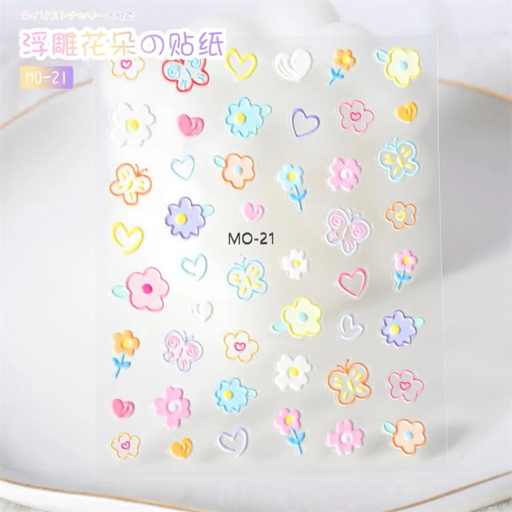 Mode bloemen nagelsticker 5D reliëf graffiti nagelsticker bloem konijn DIY nagelkunst