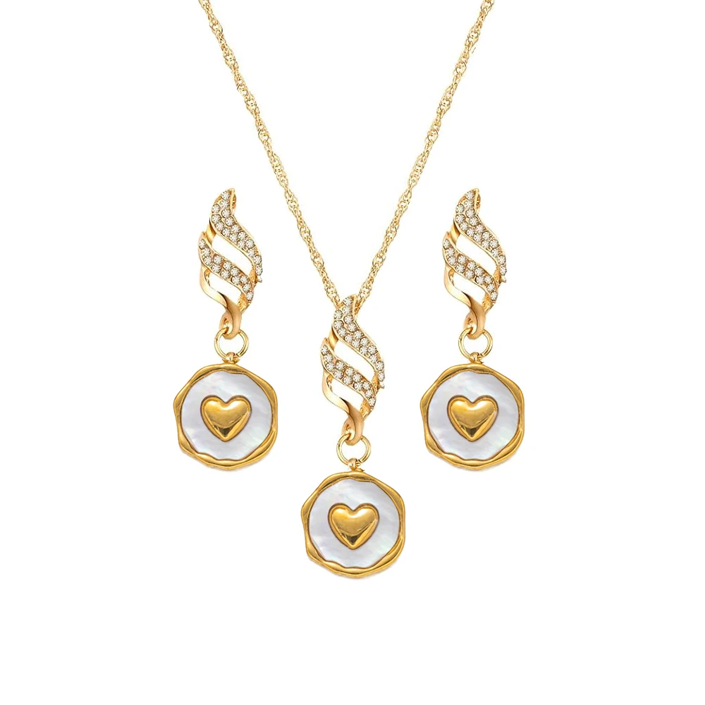 2pcs Stainless Steel Gold Enamel Flower White Shell Heart Moon Bracelet Charm for DIY Necklace Earring Component Jewelry Making view 5
