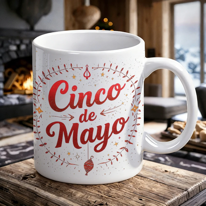 

Cinco de Mayo Red Glitter Ceramic Mug Mexican Fiesta Coffee Cup, milk cup, office cup, gift for friends, fade-resistant
