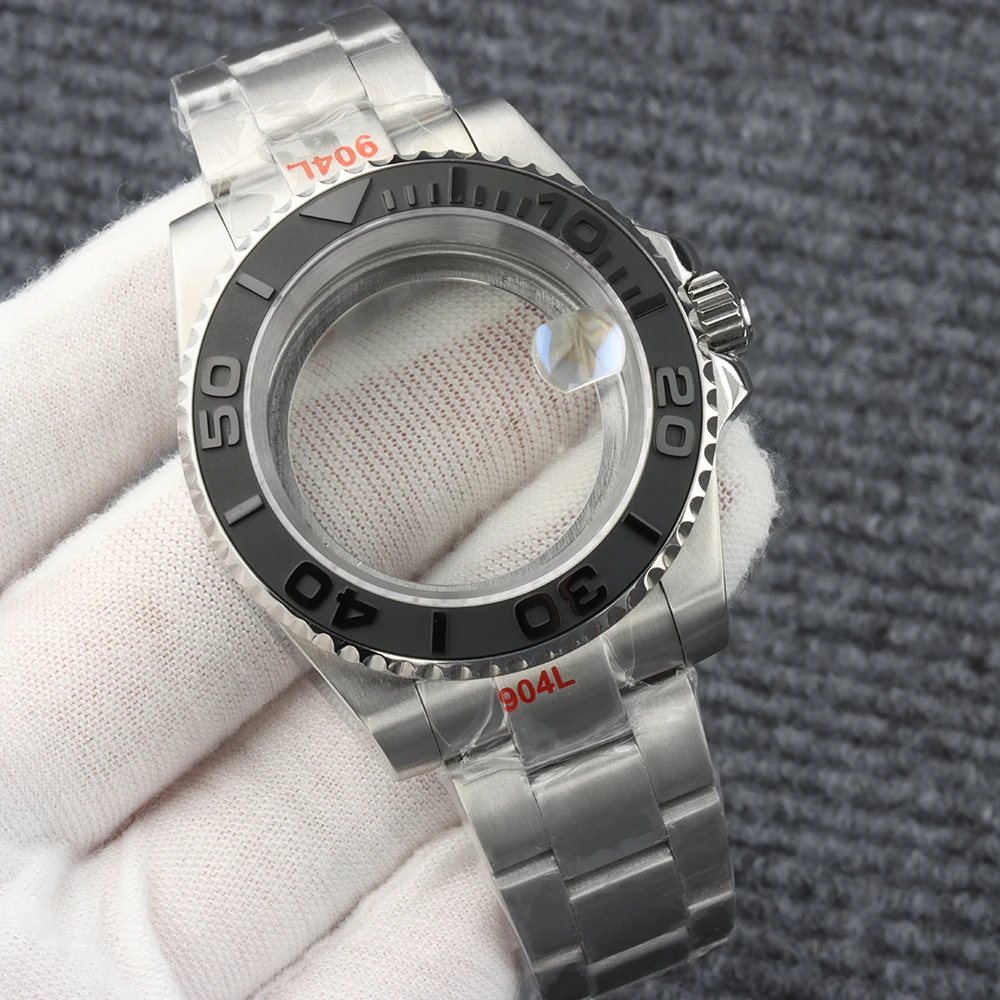 Black bezel NH35 Case 40mm Fit Yacht-Master Sapphire glass Watch Case For NH35 NH34 NH36 NH38 Movement 28.5mm Dial Waterproof
