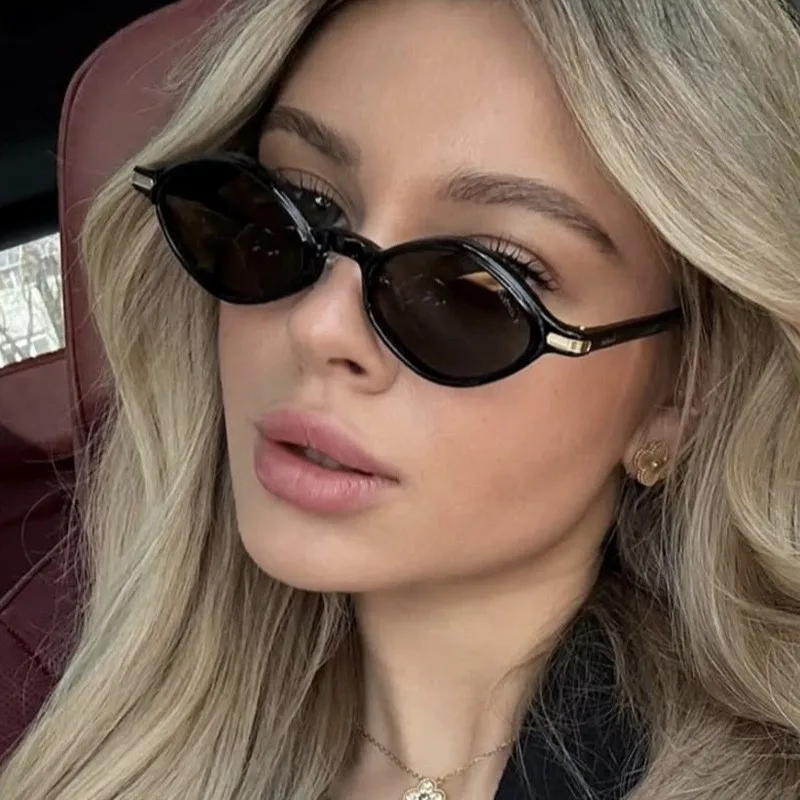 الماس شكل النظارات الشمسية للنساء 2026 العلامة التجارية الجديدة تصميم البيضاوي الصغيرة الضيقة العصرية موضة أنيقة نظارات شمسية ظلال الرجال النظارات #2