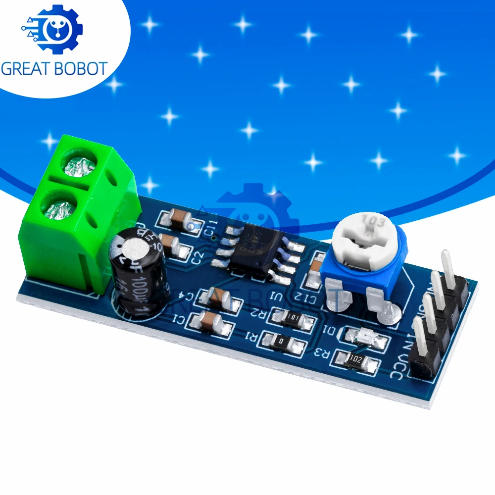 BS 1PCS LM386 Audio Amplifier Module - 200 - fold Amplification, 5V - 12V Input, 10K Resistance Included