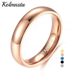 Kolmnsta Rose Gold Plated Ring for Women 4mm Wedding Band for Female Titanium Unisex Classic Rings 5 Colors