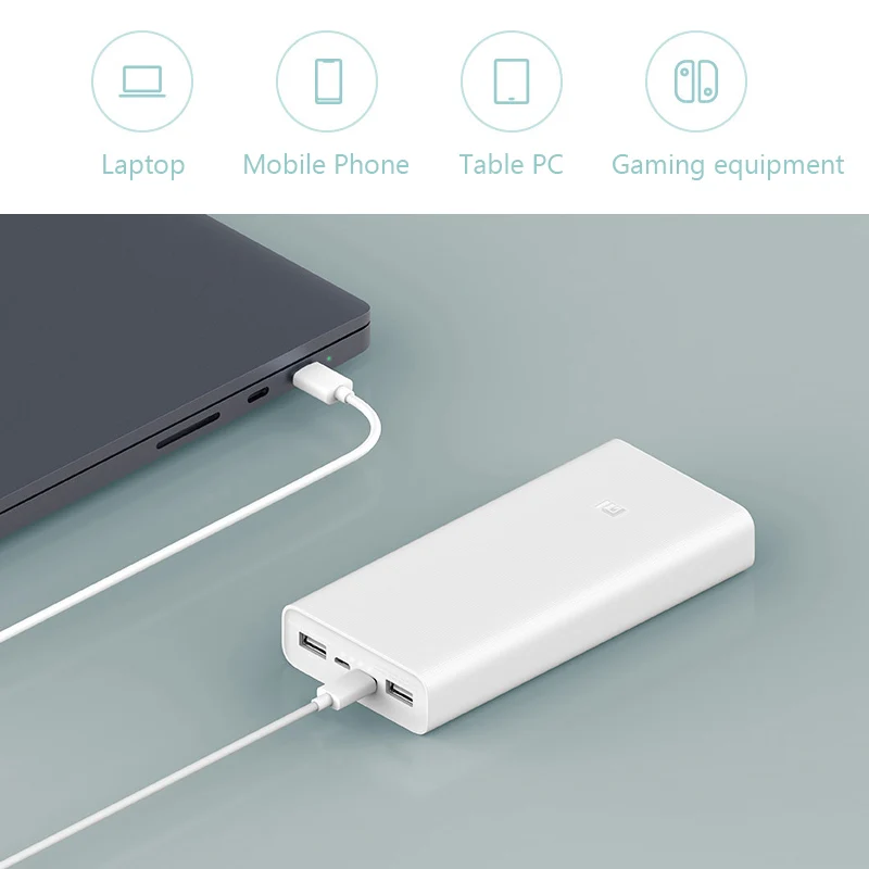 Original Xiaomi Power bank 3 20000mAh PLM18ZM 18W 2-Way Quick Charging USB C Portable Mi Spare external battery 10000 Powerbank