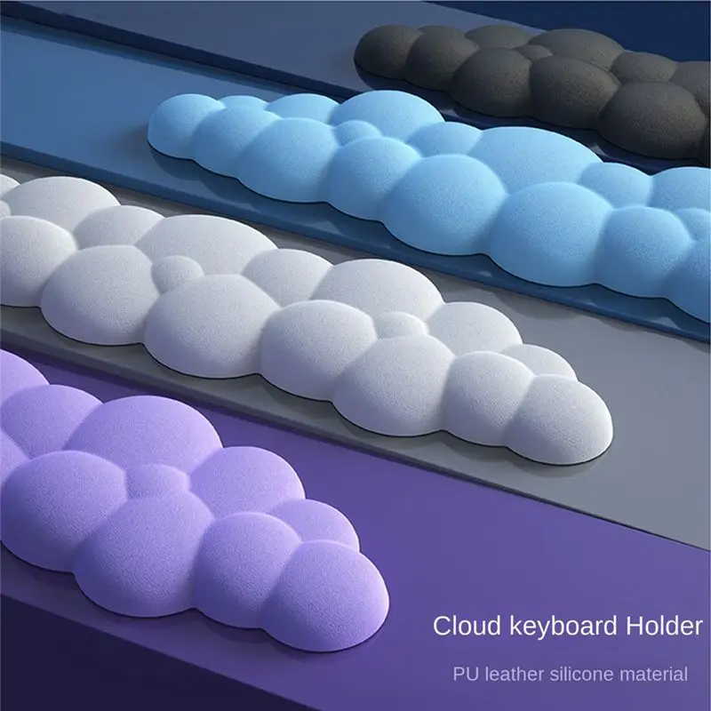 A14M Cloud Keyboard Wrist Rest Soft Leather Memory Foam Wrist Support Cushion for Easy Typing Pain Relief Anti-Slip, E Short