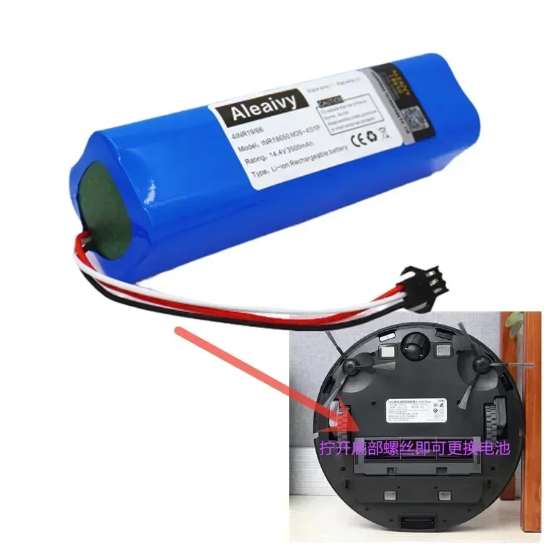 14.4V 9800mAh For XiaoMi Lydsto R1 Viomi S9 Roidmi Eve Plus Rechargeable Li-ion Battery Robot Vacuum Cleaner R1 Battery Pack