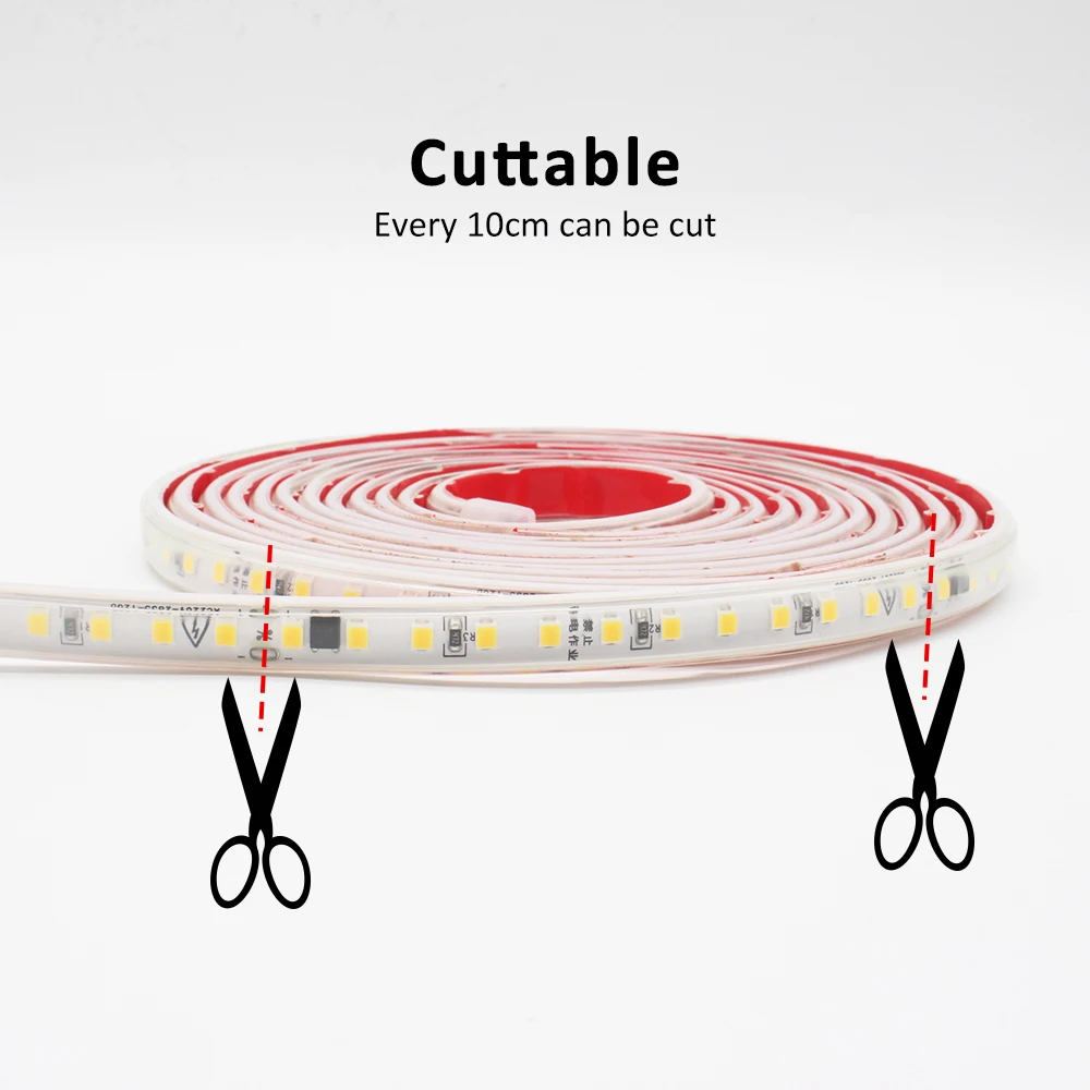 220 فولت LED قطاع ضوء SMD2835 120 المصابيح/م مصباح شريط مقاوم للماء مع الاتحاد الأوروبي التوصيل 1 متر 2 متر 3 متر 5 متر 10 متر 15 متر 20 متر إضاءة ديكوريّة للفناء #6
