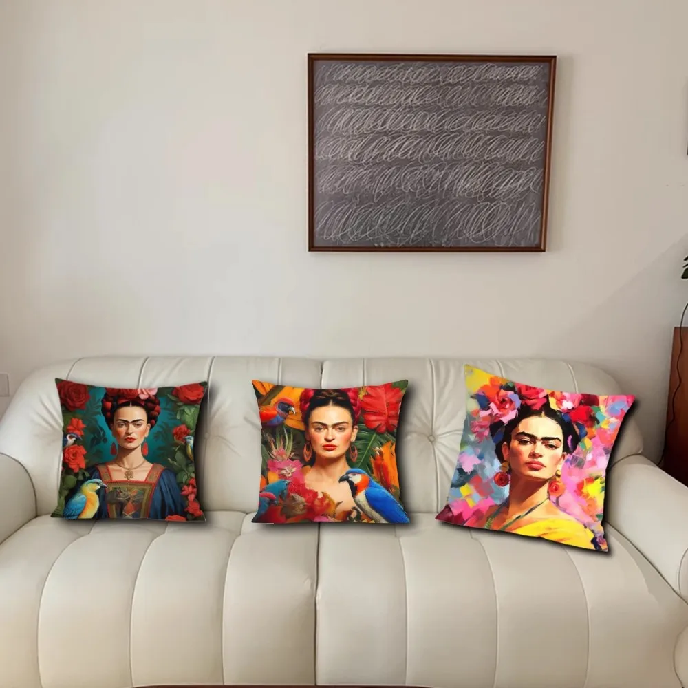 Fashion Art F-Frida Pillow Case For Sofa Bedroom Living Room Office Bedside K-Kahlos Table Backrest Cushion Printing Square