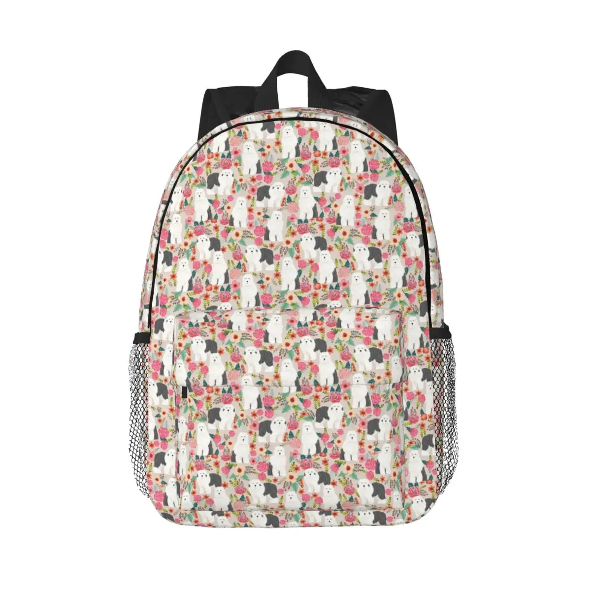

Old English Sheepdog Floral Dog Breed Pet Backpack Hot Sale Daypack Boys Girls BookBag Shoulder Bags for Men Women School Bag