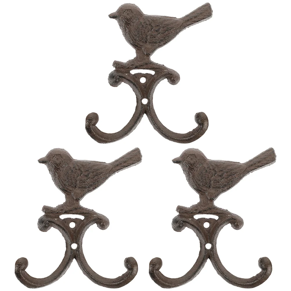 

3 Pcs Cast Iron Bird Hook Hat Hooks Wall Hanging Storage Coat Mounted Multifunctional Vintage Unique Design Clothes Hangers