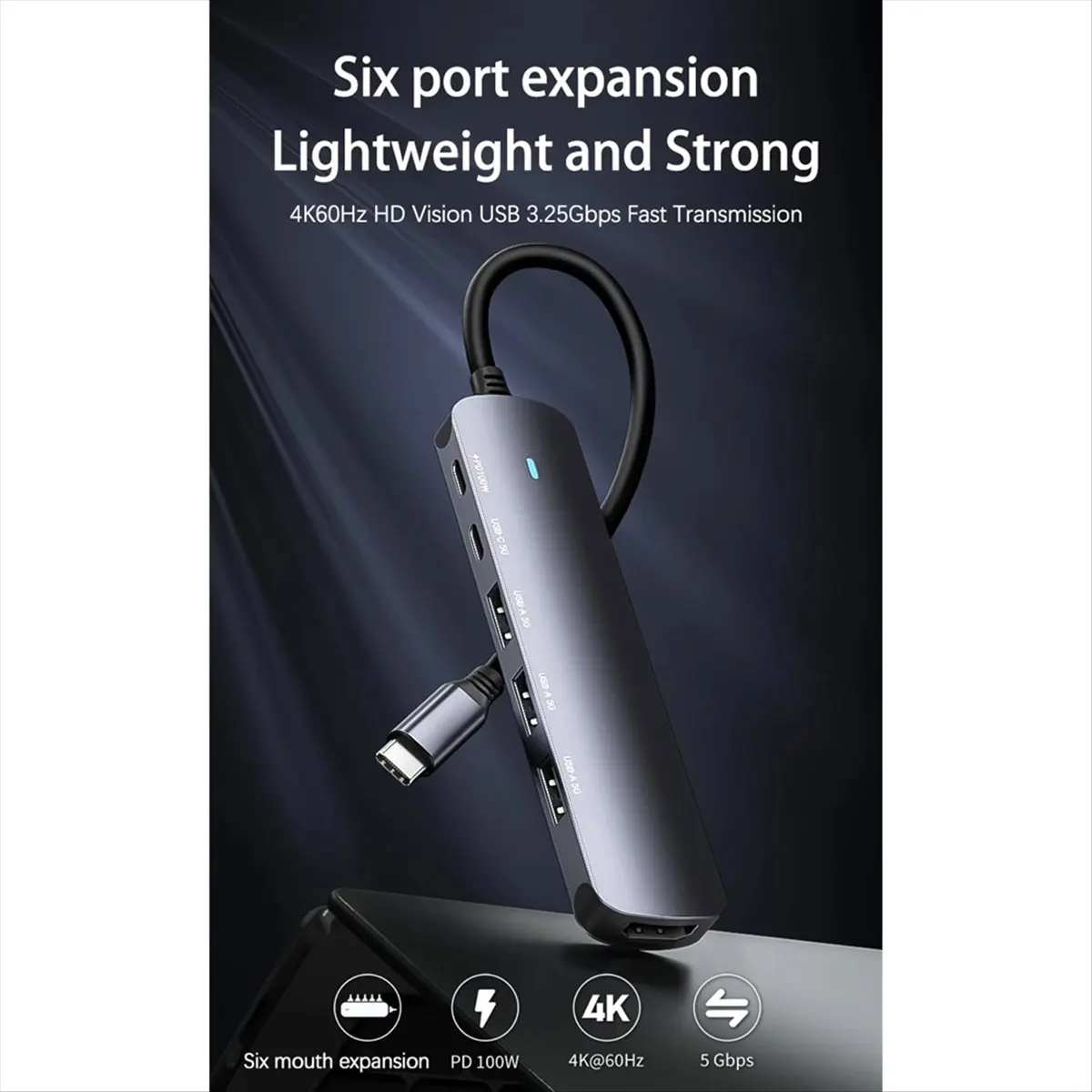 [VALUE PACK]6-in-1 Multi Functional Expansion Dock 3.0 Hub 4K60Hz Notebook 100W Power Supply Type-C Expansion Dock