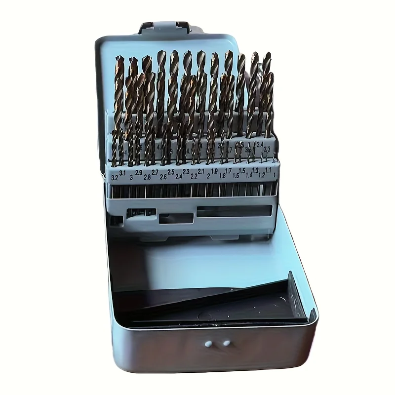 M35 HSS Twist Drill Bit Set 51Pcs 1-6mm With Storage Box, Round Shank For Hardened Metal And Stainless Steel