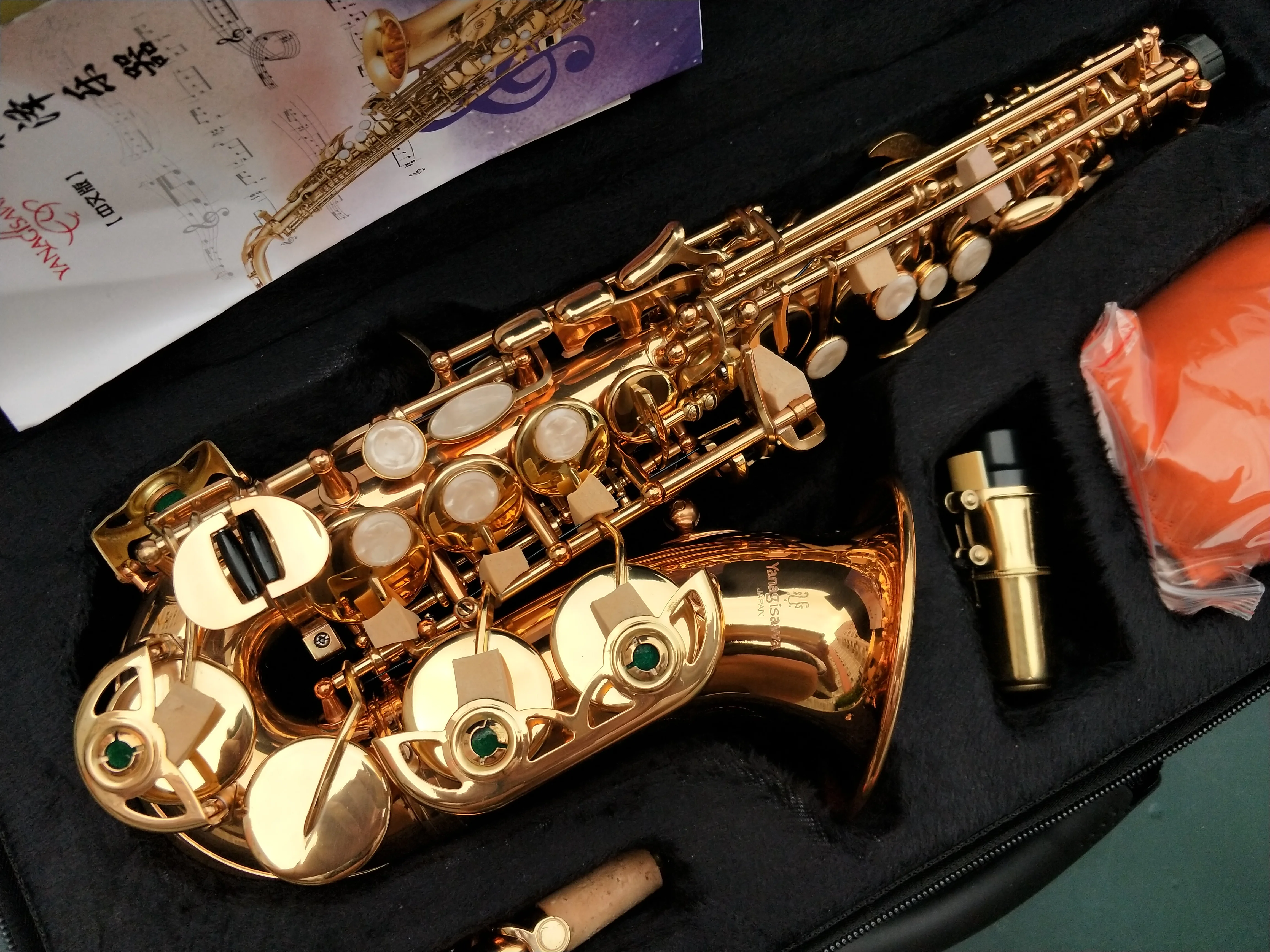 

Japan brand Original SC-992 Curved Soprano Saxophone Gold Lacquer B flat Sax with All Accessories Fast shipping