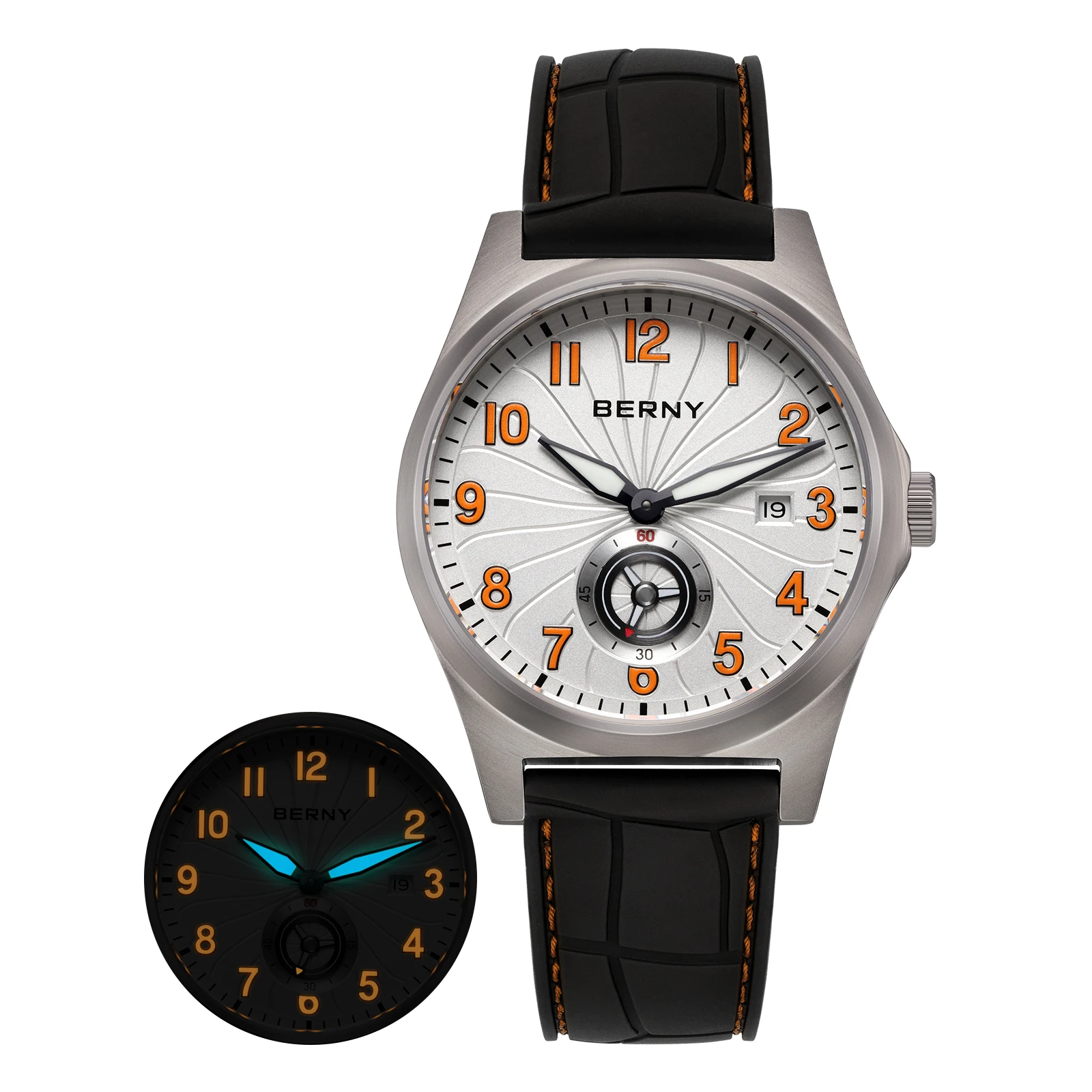 BERNY  Automatic Titanium Men's Watch 10ATM Waterproof Sapphire AR Coated ST1731 Super Luminous Fluororubber Sports Men Watches