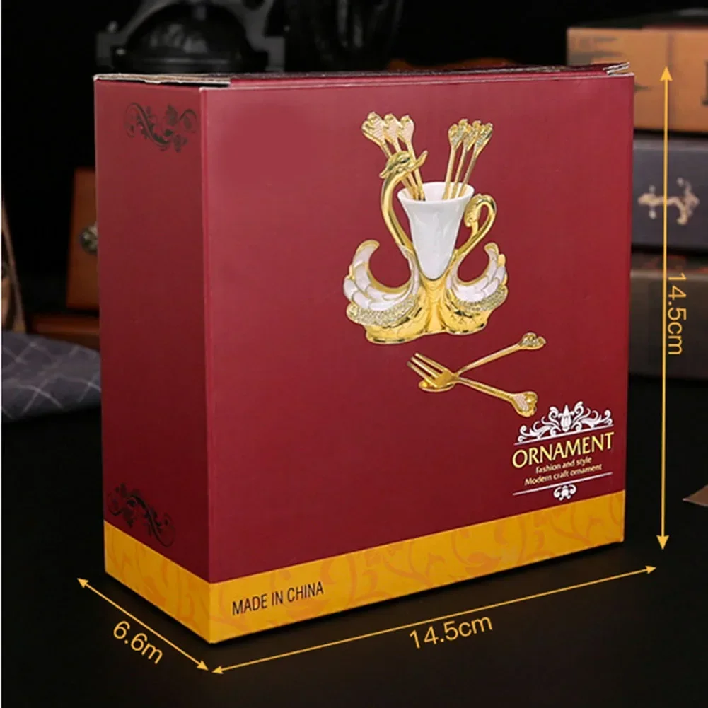 Swan Base Holder Dinnerware Set 13 8 13 3cm Spoon 11 2cm Fork 11 5 1 9cm Perfect for Coffee and Fruit Desserts