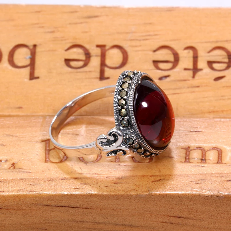 ZHJIASHUN Royal 100% 925 Sterling Silver Natural Gemstone Garnet Rings For Women Vintage Ruby Ring Silver Jewelry