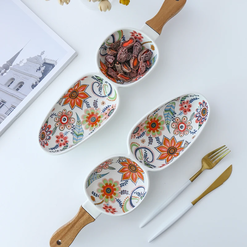 Butterfly Love Flower Household Tableware Matte Creative Porcelain Plate Irregular 2-way Fruit Tray Snack Plate Refreshment Tray