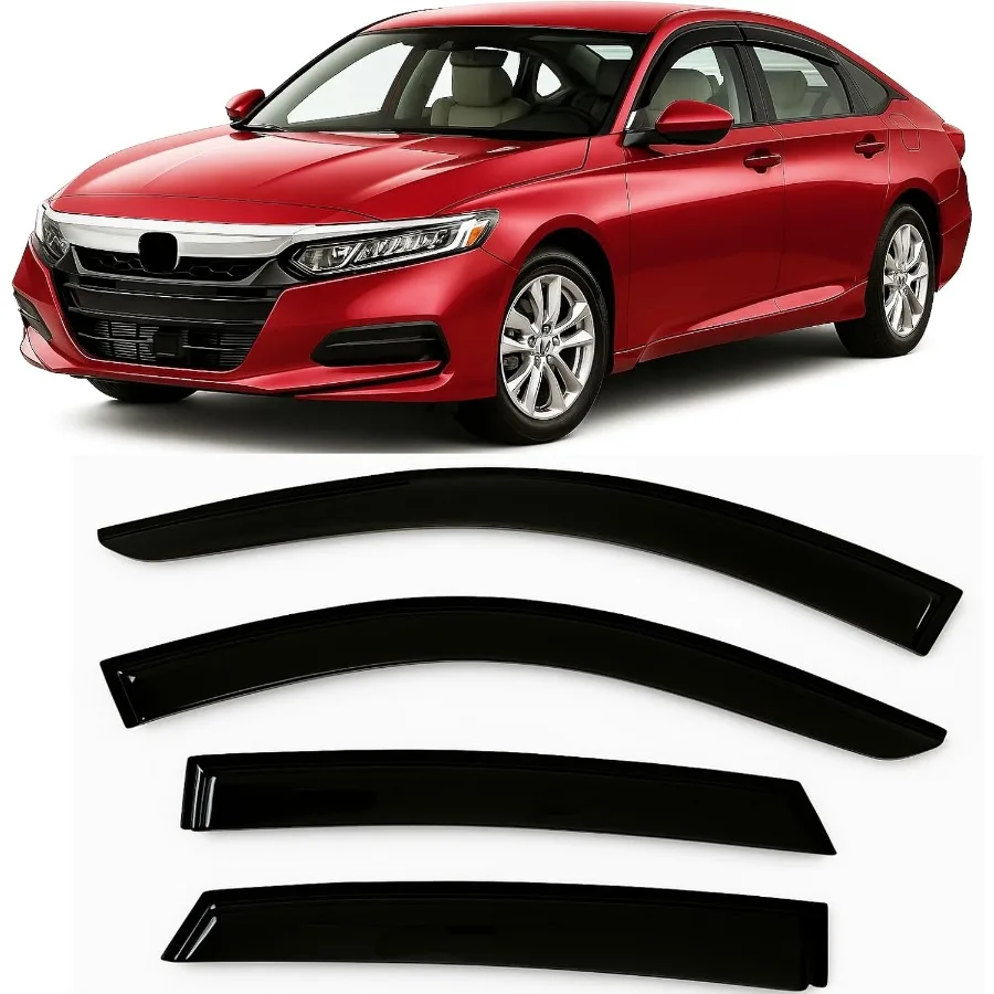 20182022 واقيات المطر الشريطية لهوندا أكورد سيدان حاجب النافذة الجانبية منحرف 10th Gen LX EXL Sport Touring دائم تنفيس Shad #1