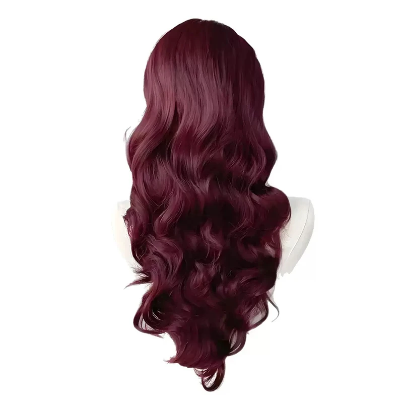 Mulher centro de separação longo cabelo encaracolado senhora festival música moda jogo fibra química peruca bola headwear onda grande cabelo encaracolado