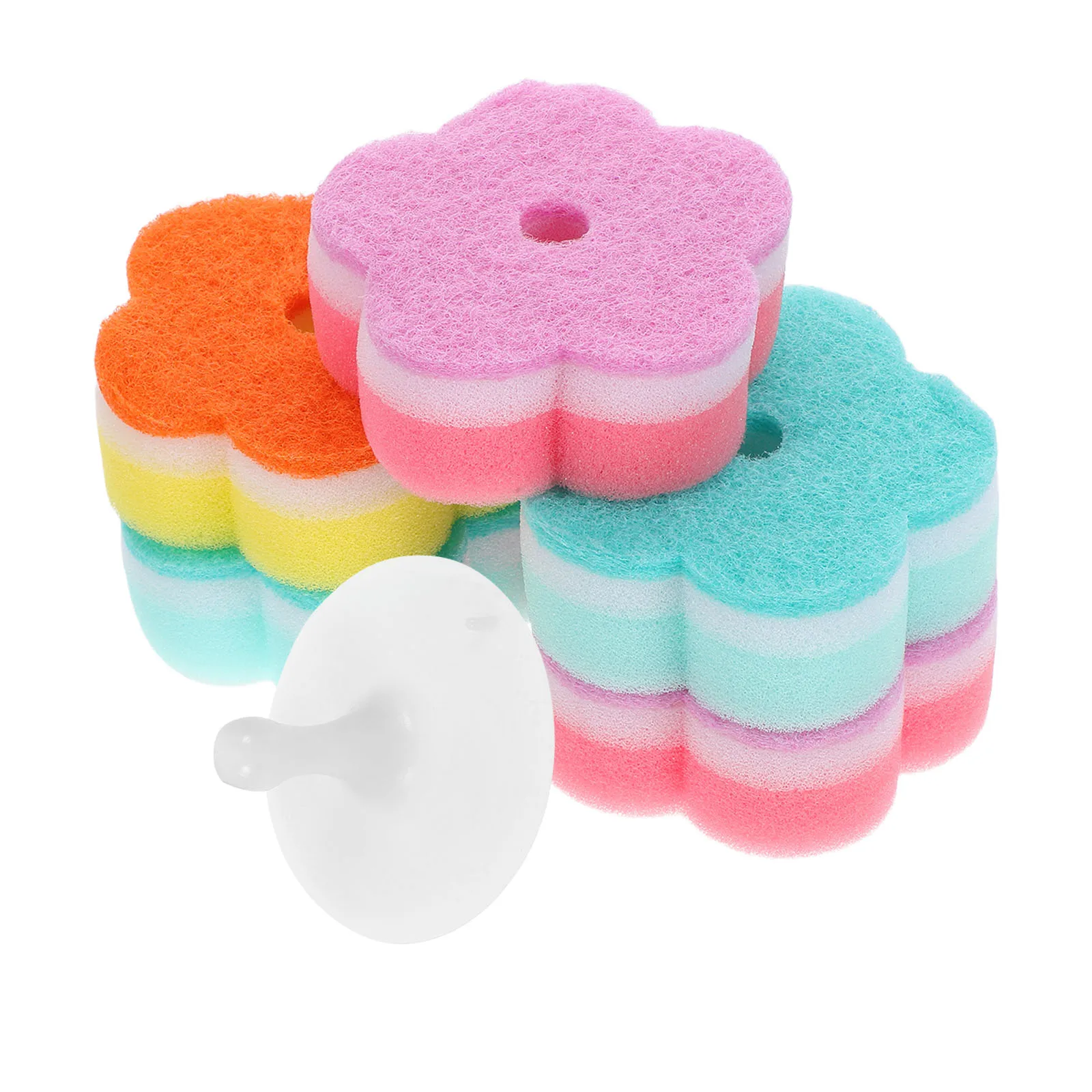 

5pcs Multi-Purpose Scrubbing Sponges Dishwashing Cleaning Sponge Flower-Shaped Non-Scratch Scouring Pads Kitchen Accessories