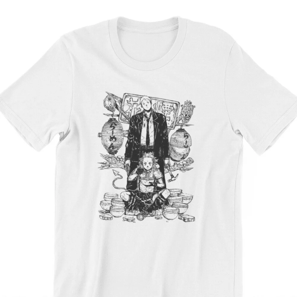 Camiseta clásica de la serie de Manga japonesa de dorohoro para hombre, camisa de Shin Noi, Tops con gráfico Vintage, camiseta Vintage de algodón de gran tamaño