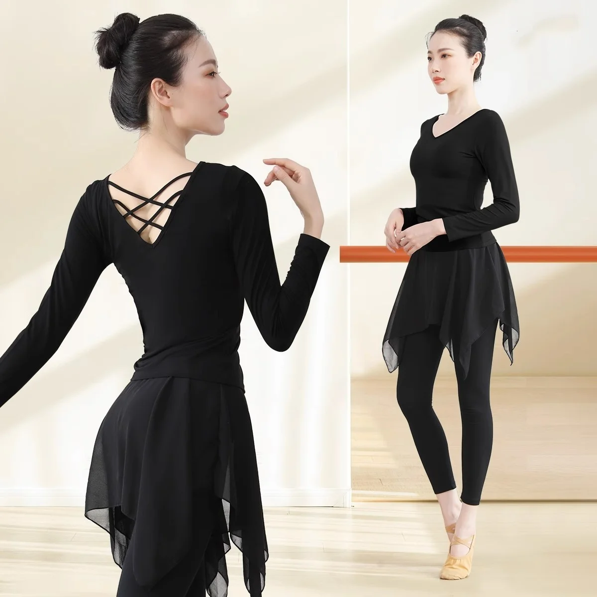 

Балетный трико для женщин, аэродинамист, йога, тренировочный танцевальный костюм, глубокий V-образный вырез, гимнастический купальник, балерина для взрослых