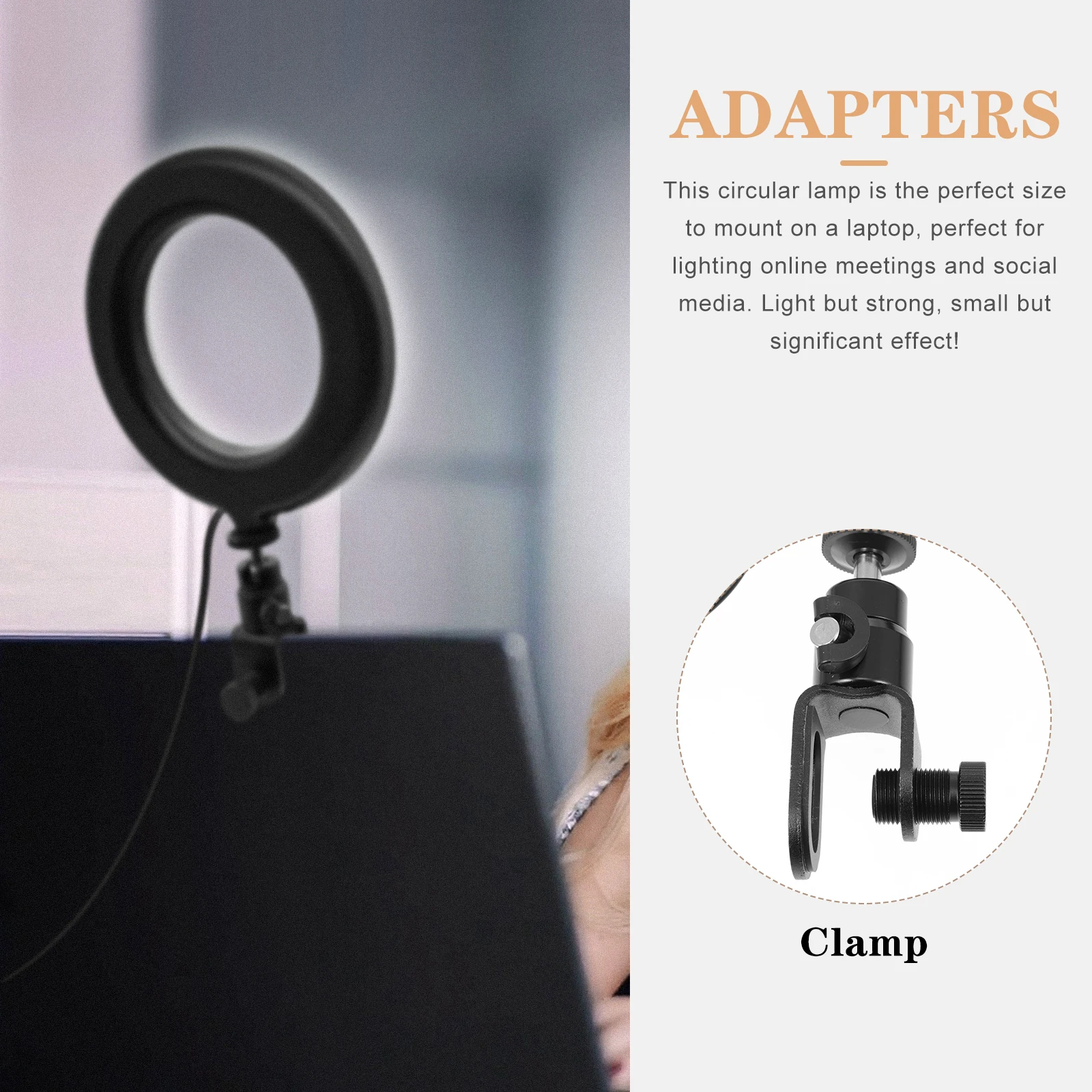 

1 set Fill Light Circle LED Lamp Live Broadcast ABS Material Adjustable Wide Clip Computer Monitor Practical Low Price