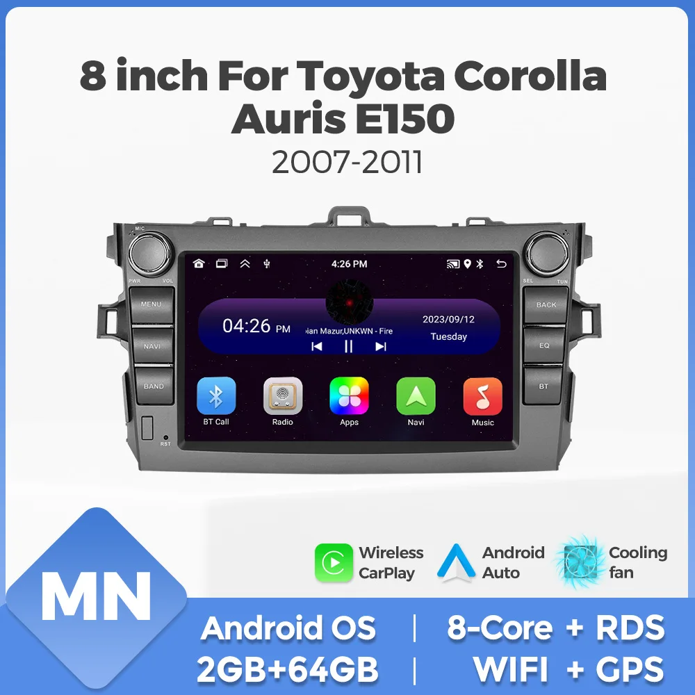 Android Auto Wireless Carplay Autoradio für Toyota Corolla Auris E140/150 2007-2011 GPS Multimedia Player SWC Stereo RDS FM WIFI