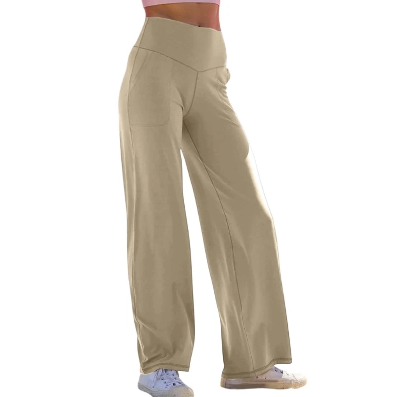 Y5GC Women's High Waist Soft Yoga Pants Wide Leg Casual Moisture-Wicking Lounges Bottoms Stretch Comfort Pockets