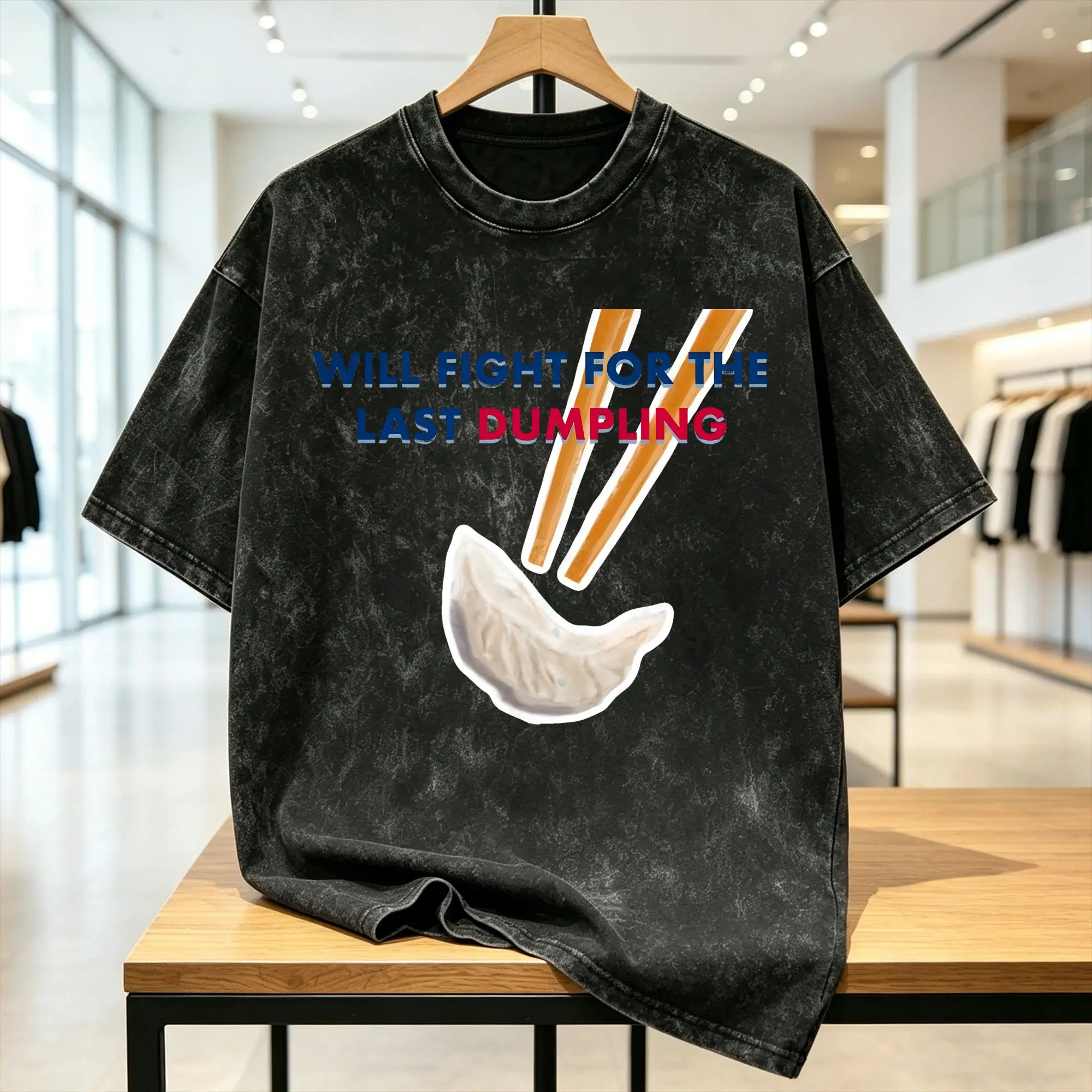 Men T-Shirt Chinese Xiao Dumpling Food  Washed T-Shirts Cool Will Fight For the Last Dumpling Beach T Shirt Y2K Cotton Tops