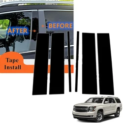 Fit For Chevrolet Suburban Yukon XL 2015 2016 2017 2018 2019 2020 Glossy Black Pillar Posts Door Window Trim Cover Sticker