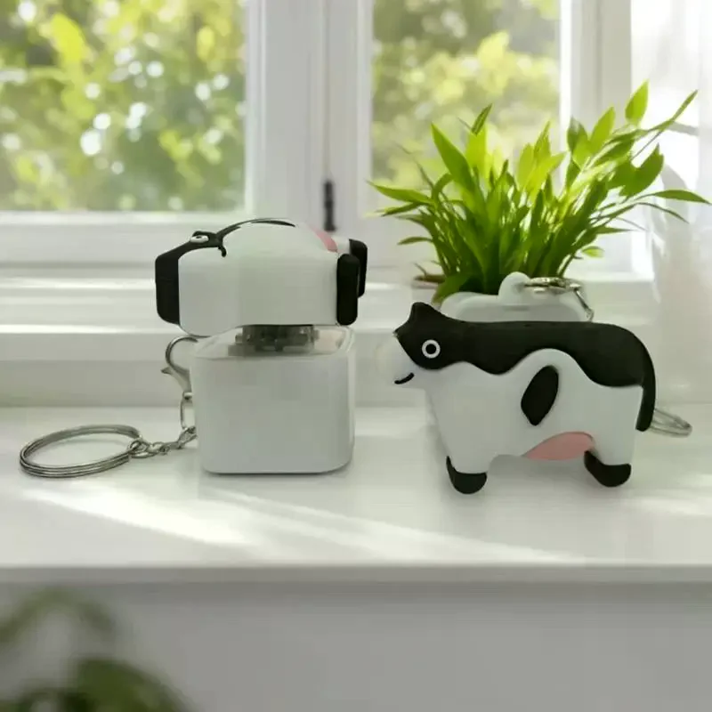 Cow Dog Stress Relief Luminous Sound Making Keychain Fun Prank Venting Abstract Idol Creative Cultural Gift Plastic Material