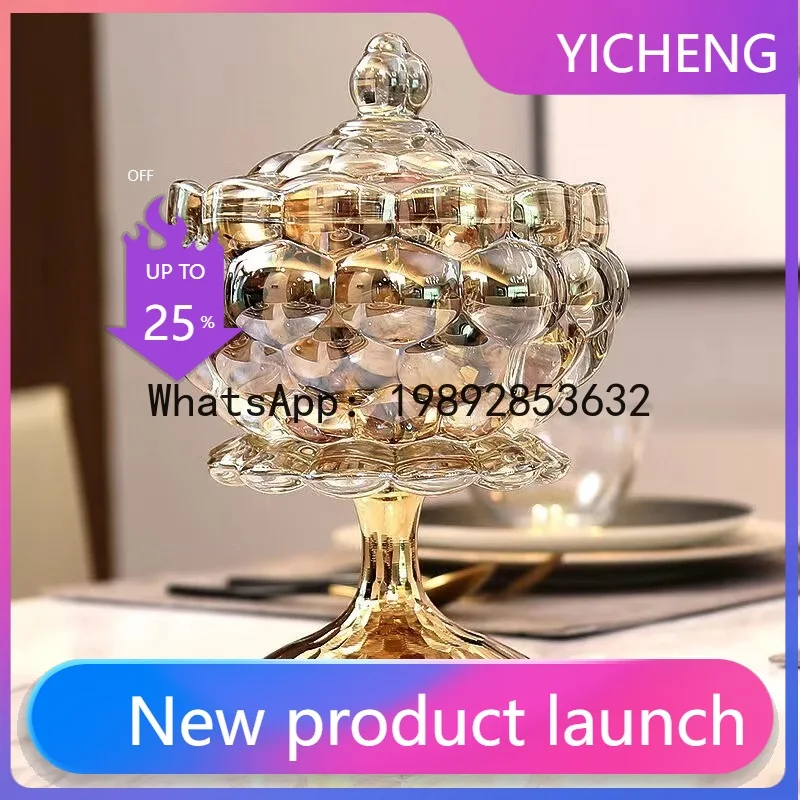 

Hys crystal glass candy jar storage container - home sugar bowl