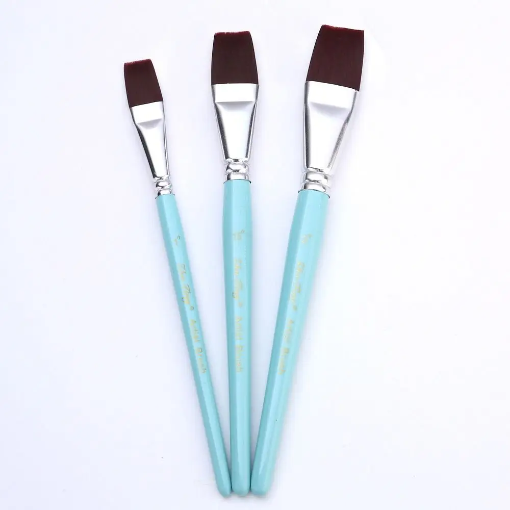 3pcs/set Multifunctional Painting Brush Set Professional Nylon Hair Watercolor Drawing Brushes Comfortable Grip Wooden Handle