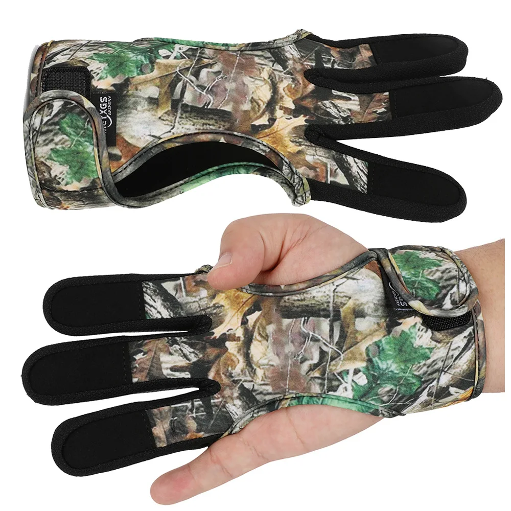 

Hunting Shooting 3 Fingers Guard Diving Fabric Gloves Protective Gear for Recurve Bow Traditional Bow Shooting Hunting Target