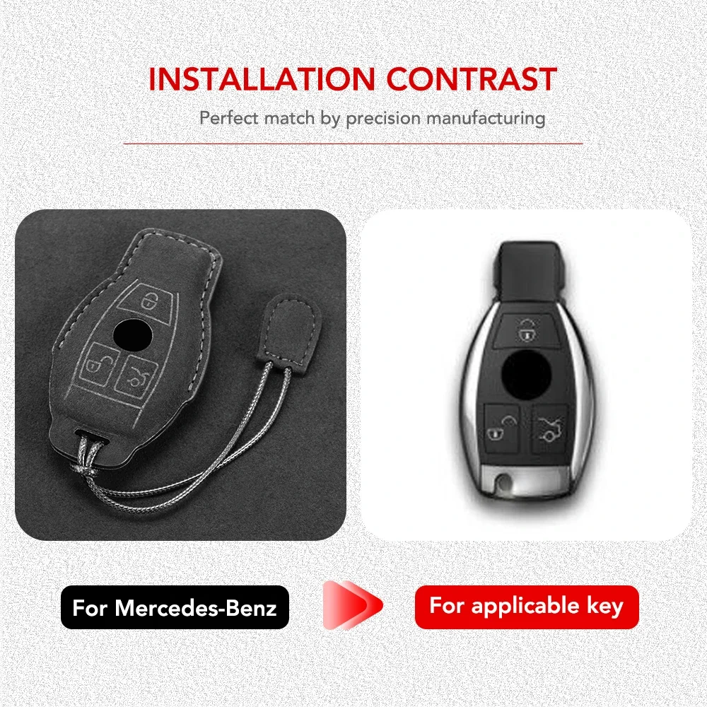 Suede Leather Car Key Case For Mercedes Benz A C E S G Class GLC CLE CLA GLB GLS W177 W205 W213 W222 X167 AMG Accessories