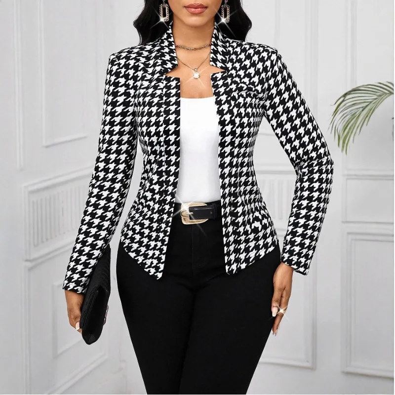 2025 Amazon cross-border autumn and winter models Qiandongge small suit long-sleeved cardigan jacket top suit