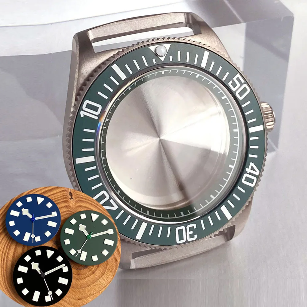 42mm Diving Titanium Watch Case Dial Sapphire 200M Waterproof Fit NH35 NH36 NH34 Ceramic Insert Watch Parts New