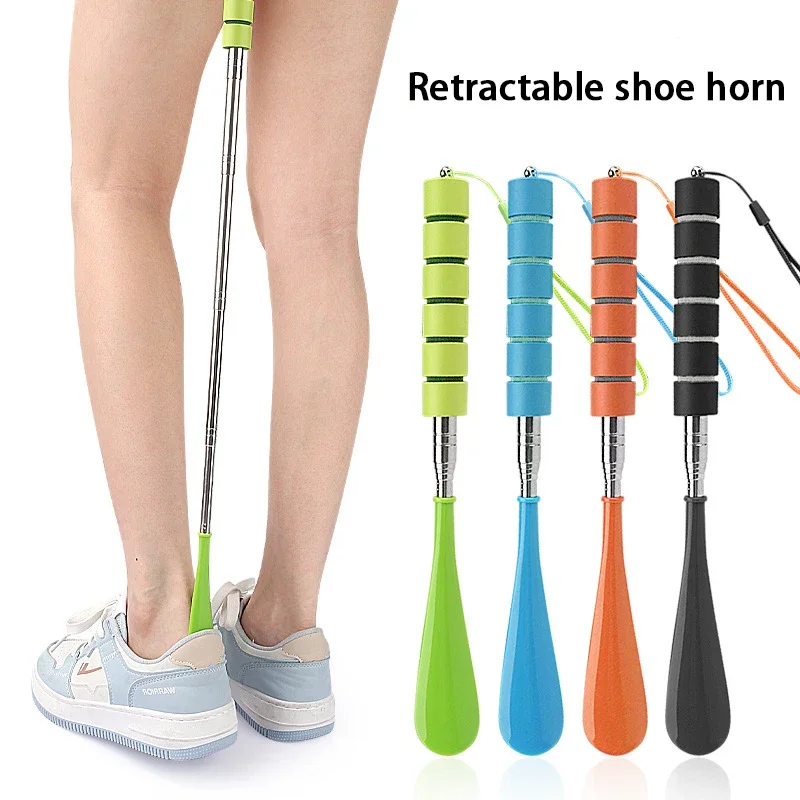 New Stretchable Long Shoe Horns 30cm-71cm Metal Shoehorn Pregnant Woman Elderly Shoe Spoon Household Shoe Spatula 1Pc