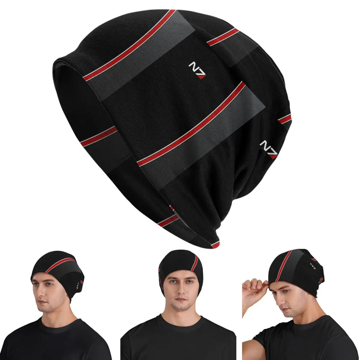 N7 Mass Effect Emblem Warm Knitted Cap Hip Hop Bonnet Hat Autumn Winter Outdoor Beanies Hats for Unisex Adult