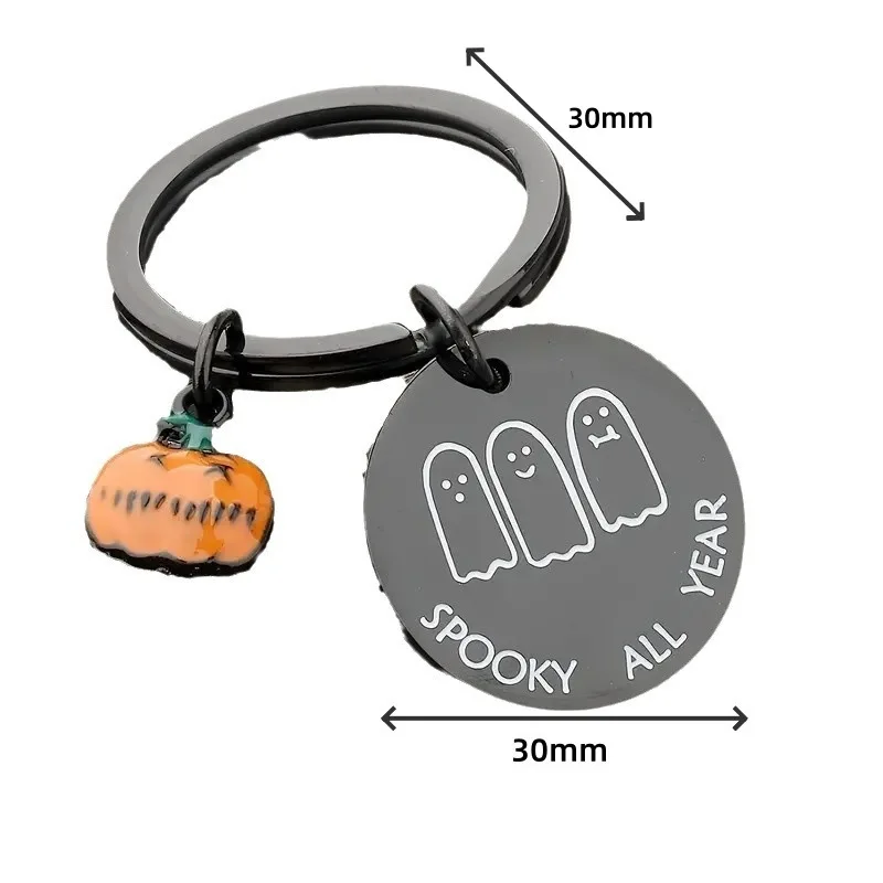 10 Pieces Halloween Stainless Steel Keychain Ghost Pumpkin Horror Personality Pendant Accessories for Women
