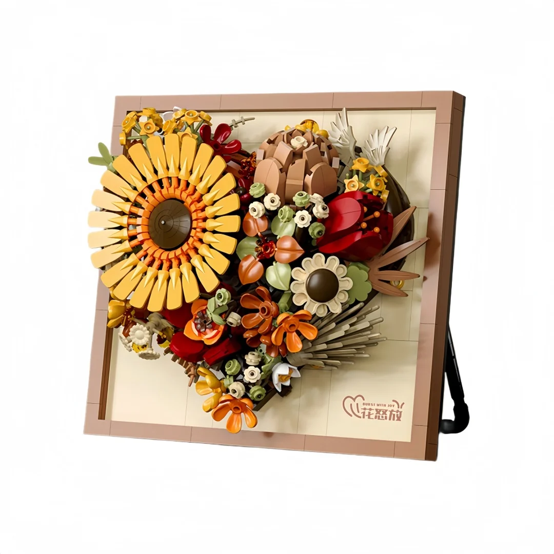 WIST GEBOUWD Innovatieve Bouwsteen Bloem 3D Fotolijst Ornament-Ideaal DIY Decor, Cadeau voor Meisje, Muur Hangend & Educatief Speelgoed - afbeelding 2
