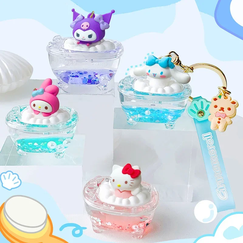 Sanrio Series Keychains  Melody Kuromi Kittycat kawaii Cinnamoroll Bathtub Boat Keychain Hanging Cartoon Cute Car Key Pendants