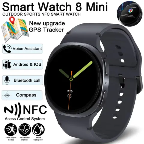8 Mini Smartwatch Sport GPS Bluetooth Call Smart Watches For Women Men Heart Rate Waterproof IP68 NFC Compass Track Smart Watch