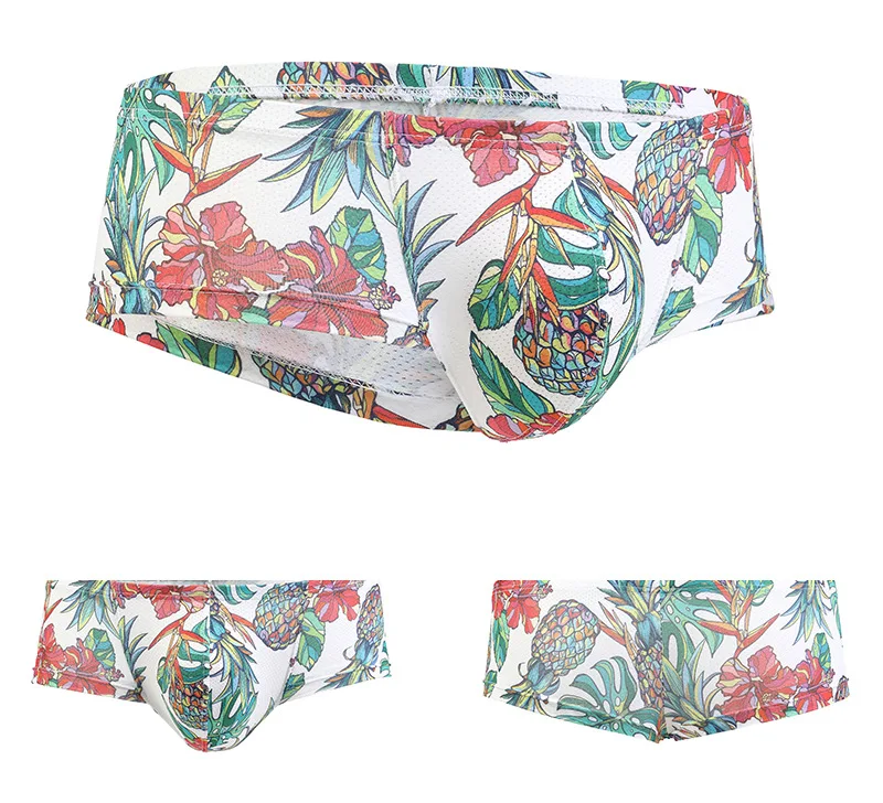 

Men's Mid-Rise Printed Boxer Briefs U-Convex Mesh Breathable Moisture-Wicking Underwear Youth Fashionable Sports Boxy Underpants