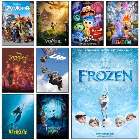 D-Disney Movie Poster Self-adhesive Art Waterproof Paper Sticker Coffee House Bar Room Wall Decor